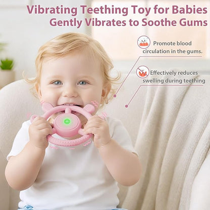 Vibrating Teether for Baby, Sensory Chew Toys for Autistic Children & Teething Toys for Babies 6-18 Months, USB Chargeable & 3X Vibration Settings. Toddler Travel Essential, Autism Sensory Products