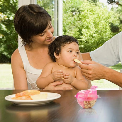 Accmor Baby Formula Dispenser for On-The-Go Feedings, Three-Compartment Non-Spill Formula Container to Go, Snack Milk Powder Dispenser for Traveling with Infant Toddler, Pink, 2 Pack