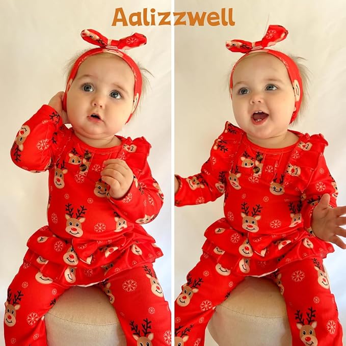 Aalizzwell Preemie Newborn Infant Baby Girls Clothes Ribbed Bodysuit Pants Set Fall Winter Outfits