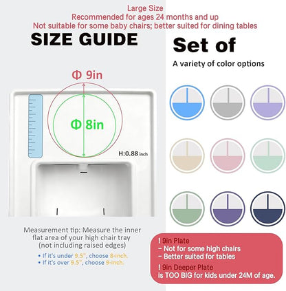 Stainless Steel Toddler Suction Plate with Lid, Deeper 9" Divided Plates with Removable Silicone Sleeves for Kids, Non Toxic & BPA Free | Unbreakable Baby Snack Dishes Set of 2, Pink & Lilac