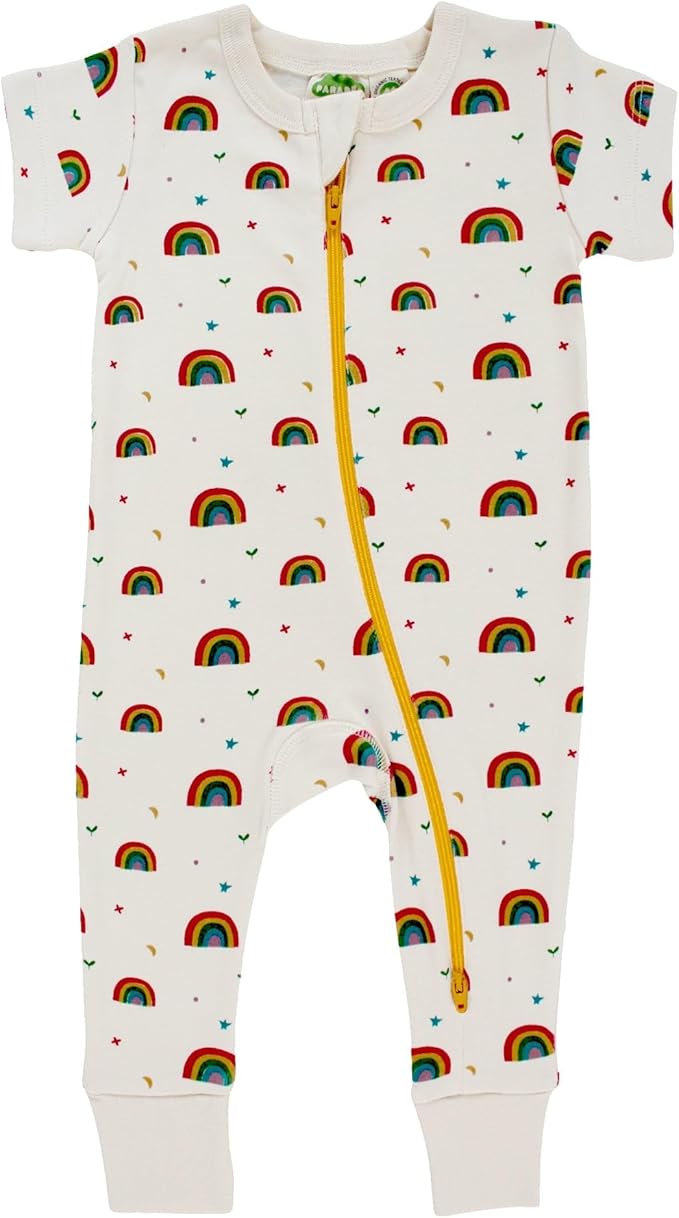 PARADE Organic Signature Print '2-Way' Zip Romper - Short Sleeve