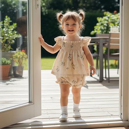 Mubineo Baby Girl Summer Clothes Cute Ruffle Tops Dress Shorts Outfits Set Infant Toddler Shrit Bloomers Princess Outfit