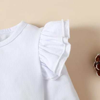 LYSMuch Baby Girls Ruffle Long Sleeve Bodysuit Infant Solid Color Top Jumpsuit Clothes