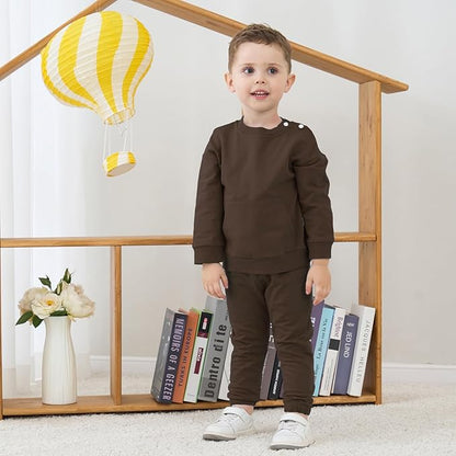 Fullfamous Baby and Toddler Boys 100% Cotton 2 Piece Long Sleeve Sweatshirt and Sweatpant Jogger Pants Set Newborn-4T