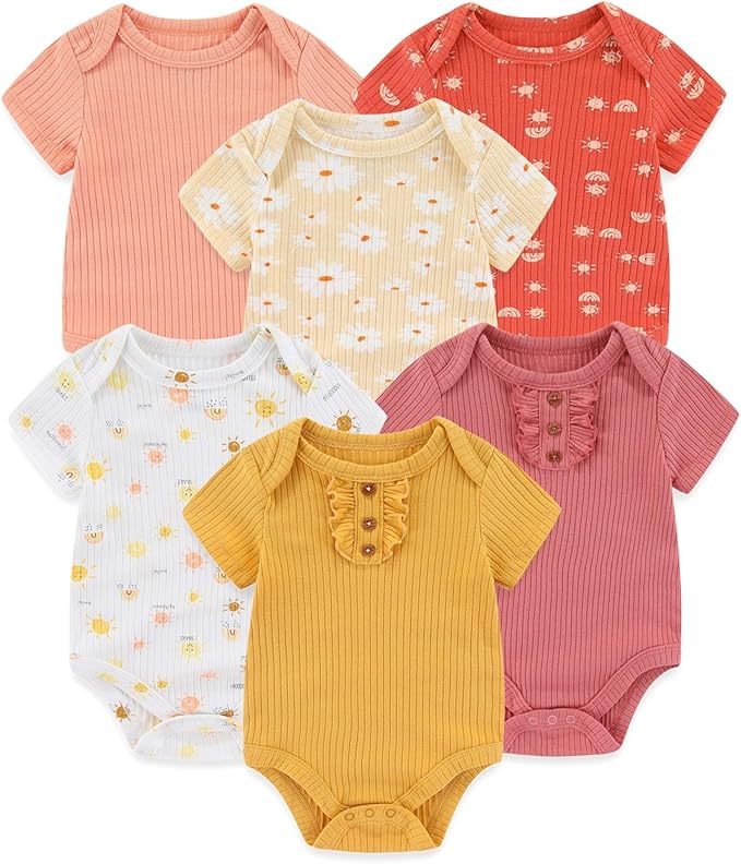 Fashion Baby Boy Girl Bodysuits 6-Pack Casual Cotton Soft Infants Outfit New born Clothes