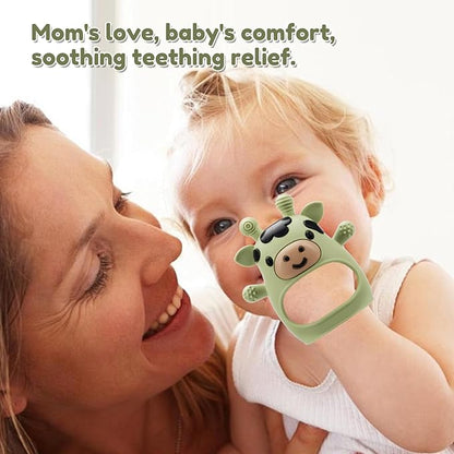 2 Pack Baby Teething Toys 0-6 6-12 Months, Adjustable Anti Dropping Wrist Teething Mittens, Food Grade Silicone Baby Chew Toys for Sucking Needs Teether for Newborns Infants Teething Relief