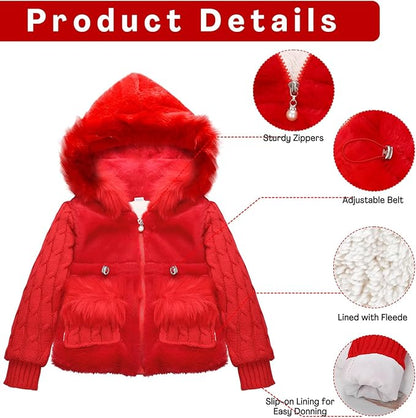 Baby Girls Infant Winter Knited Fur Outerwear Coats Snowsuit Clothing Jackets