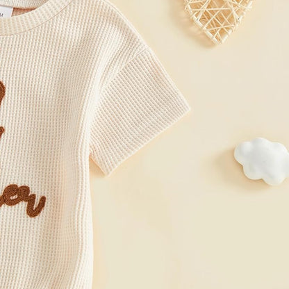 Little Brother Newborn Outfit Infant Baby Boy Lil Bro Shirt Bubble Romper Waffle Bodysuit Siblings Matching Clothes