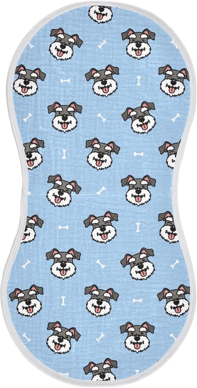 vvfelixl Miniature Schnauzer Dog Heads Burp Cloths for Baby Boy Girls Baby Washcloths Burp Rags 1 Pack