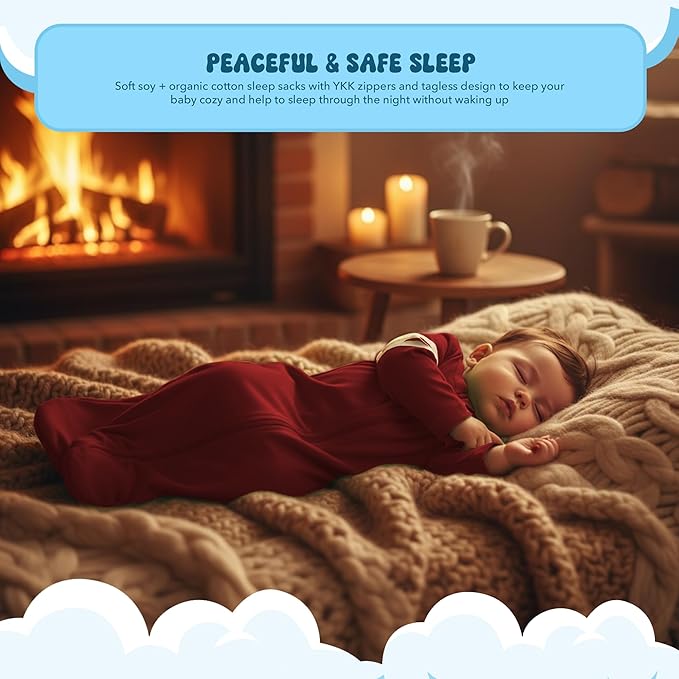 Babysoy Long Sleeve Wearable Blanket Sleep Sack, Infant to Toddler Sleeping Bag, Choose from size 0-24 Months