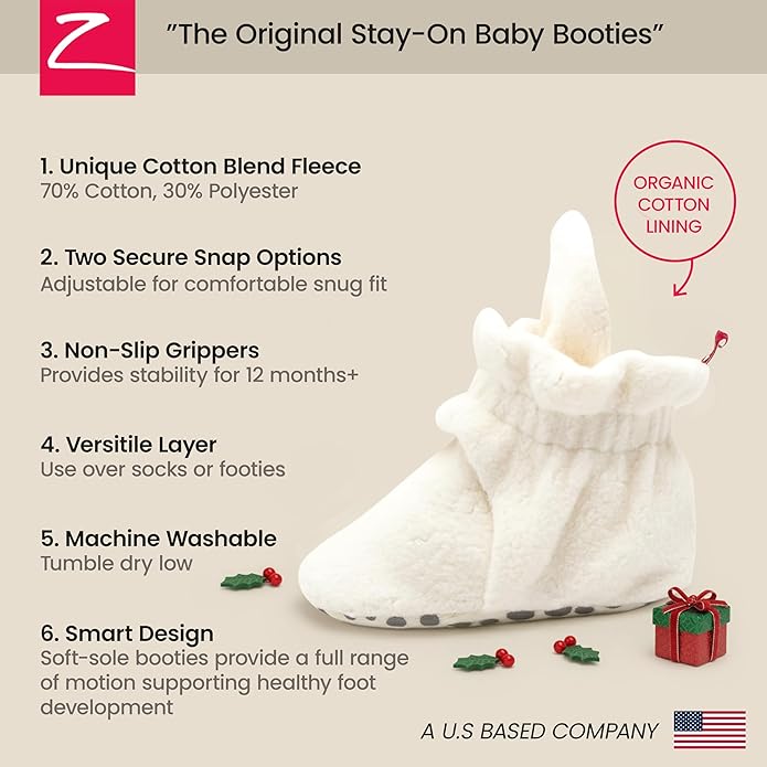 Zutano Unisex Fleece Baby Booties, Two Snap Closure, Newborn to 24 Months