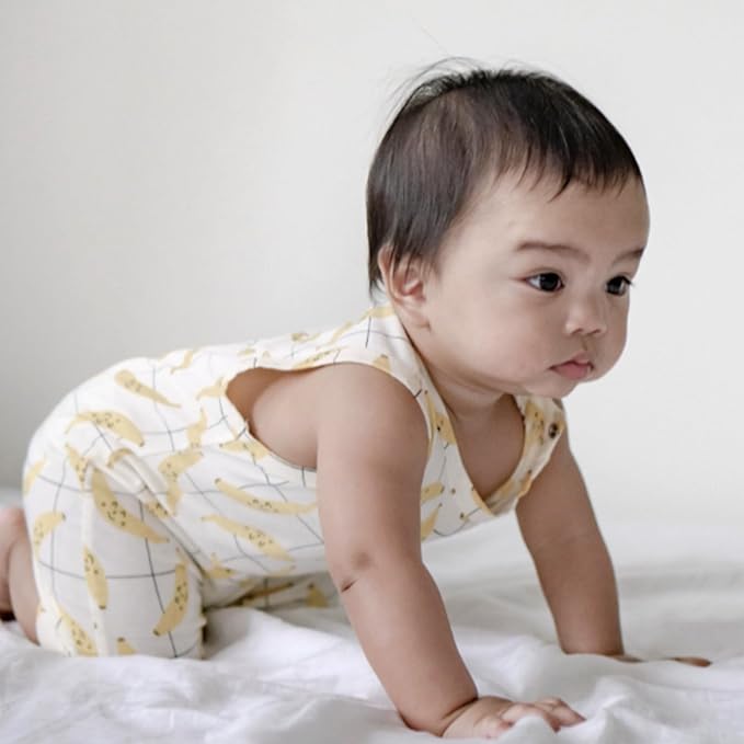 Babysoy Organic Pattern Print Tank Romper Shortall