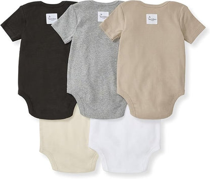 Burt's Bees Baby Organic Cotton Bodysuits – Baby Boy & Girl Short and Long Sleeve One-Pieces, 5-Pack