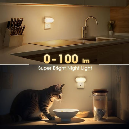 DORESshop Night Lights Plug into Wall, [2 Pack] 1W 3000K Led Night Light with Dusk to Dawn Sensor, Dimmable Night Light from 0LM to 100LM for Bathroom Hallway Bedroom Kids Room Stairway