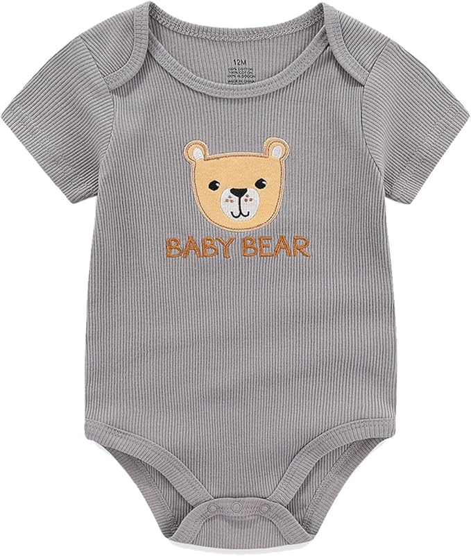Unisex Baby Cotton Bodysuits 4-pack Short Sleeve Newborn Clothes