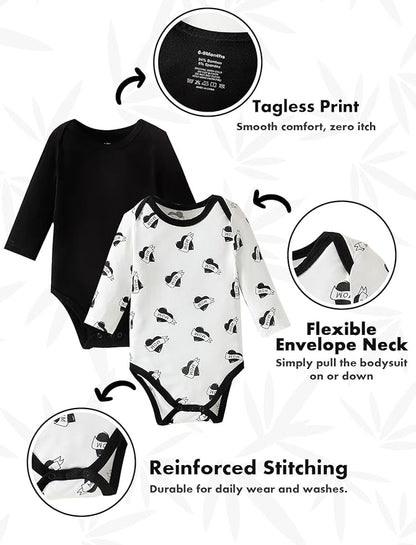 DEFAHN 2PCS Visocse from Bamboo Baby Rompers Unisex Onsies Solid Short Sleeve Baby Bodysuit 0-24 Months