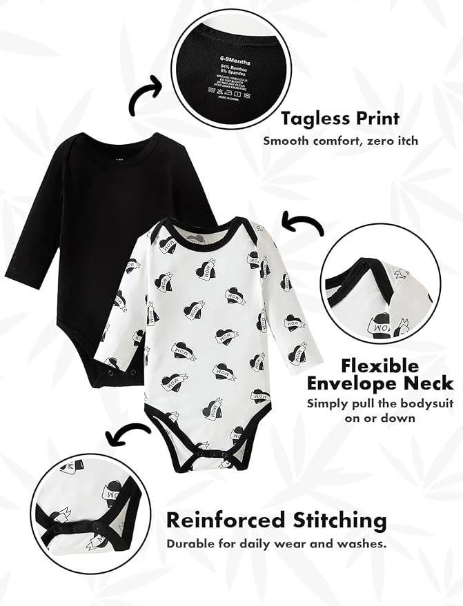 DEFAHN 2PCS Visocse from Bamboo Baby Rompers Unisex Onsies Solid Short Sleeve Baby Bodysuit 0-24 Months