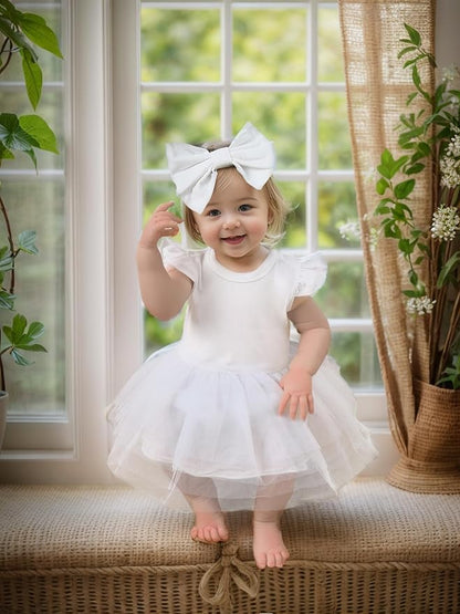 Magic Park 0-18M Infant Bodysuit Tutu Dress Baby Girl Romper Dress Toddler Solid Color Tulle Skirt Baptism Holidays Outfits