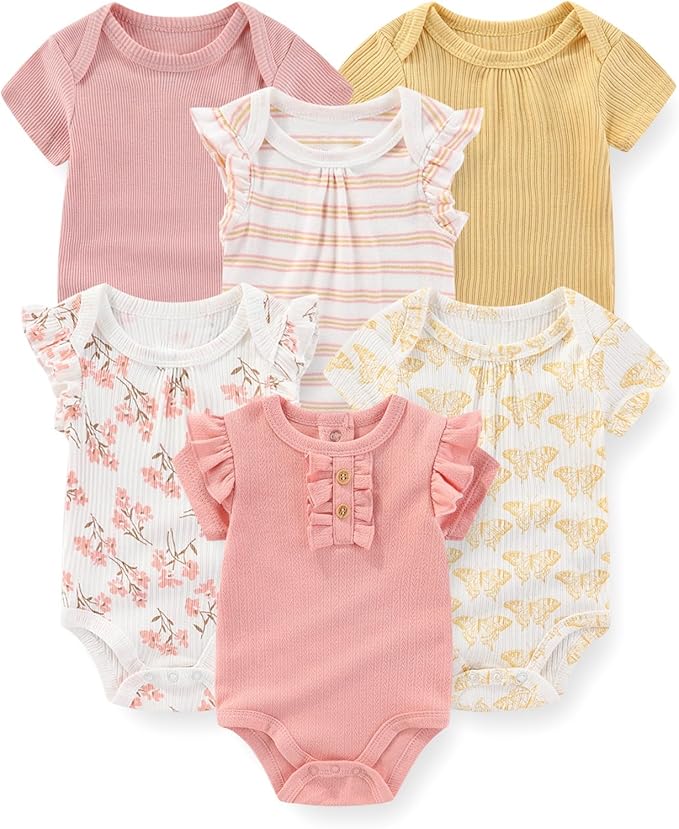 Fashion Baby Boy Girl Bodysuits 6-Pack Casual Cotton Soft Infants Outfit New born Clothes