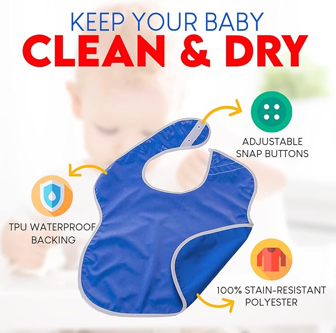 Large Waterproof Baby Bibs for 1-4 years old – Lightweight, Soft & Durable Bibs for Girls and Boys