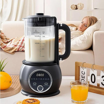 10 in 1 Nut Milk Maker Hot Blender,51oz Homemade Soy, Almond,Oat,Plant Based,Baby Food Maker 20 Blades,Automatic Soybean Machine with 24H Delay Start/Keep Warm8H/Boil Water&Auto Clean