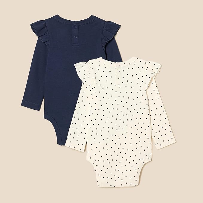 Amazon Essentials baby-girls Long-Sleeved Ruffle Bodysuits