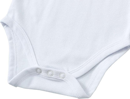 ROMPERINBOX Newborn Baby Boy Collared Onsies Polo Shirt Bodysuit Pique Solid Color Mesh Bubble Short Sleeve Romper Clothes