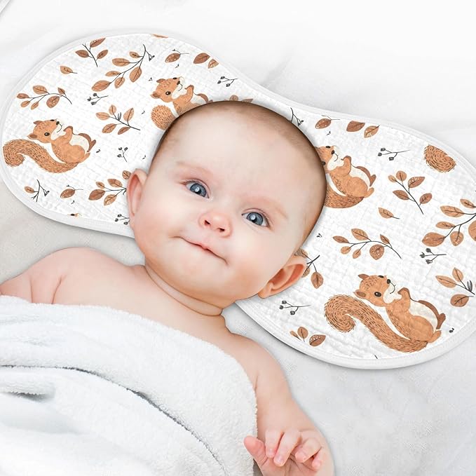 vvfelixl Muslin Burp Cloths Cute Squirrel with Tail Baby Washcloths for Baby Girl Boys 2 Pack