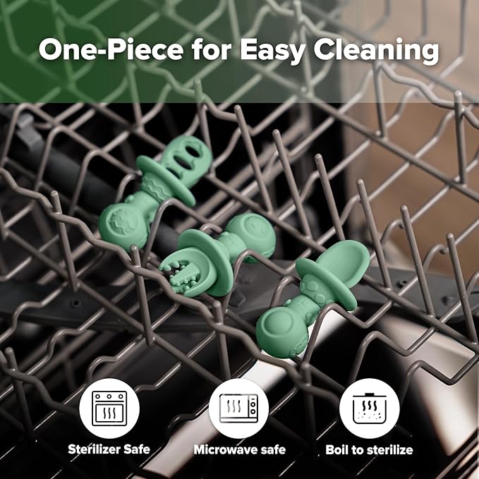 Haakaa Silicone Baby Spoons Self Feeding 6 Months – Baby Utensils with Anti-Choke Astronaut Handle, Easy-Grip, Gum-Friendly, Durable & Safe – Baby Spoons for BLW & First Stage Feeding