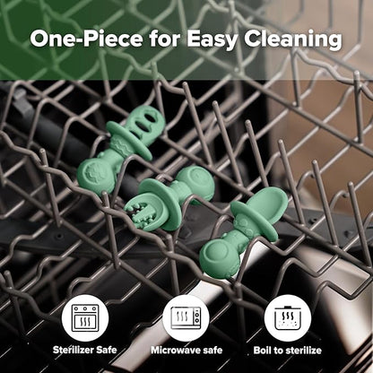 Haakaa Silicone Baby Spoons Self Feeding 6 Months – Baby Utensils with Anti-Choke Astronaut Handle, Easy-Grip, Gum-Friendly, Durable & Safe – Baby Spoons for BLW & First Stage Feeding