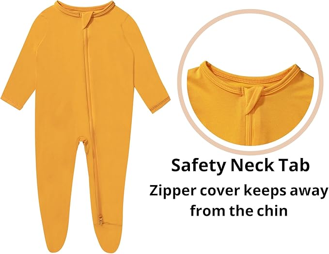 GUISBY Pajamas for Baby Boys & Girls, Infant Onesie with Mitten Long Sleeve Footed Pjs