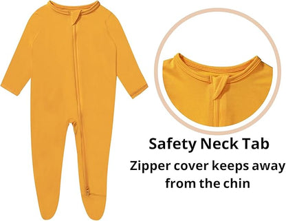 GUISBY Pajamas for Baby Boys & Girls, Infant Onesie with Mitten Long Sleeve Footed Pjs