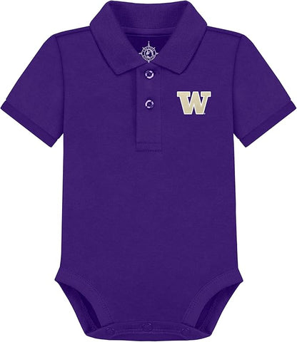 Creative Knitwear College Baby Polo Bodysuit Solid - Team Logo, Multiple Colors, for Boys & Girls (0-12 Months)