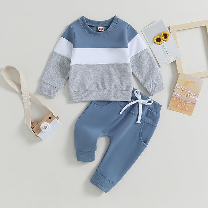 Murnouche Toddler Baby Boy Fall Winter Outfits Letter Crewneck Sweatshirt Casual Pants 2Pcs Clothes Set