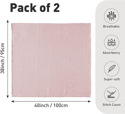 GLLQUEN BABY Muslin Swaddle Blankets for Girls, 2-Pack Organic Baby Blankets for Girl Boy, Newborn Receiving Blanket, Baby Swaddle Blanket Unisex, Baby Essentials, Registry & Gift, 40 x 38 inches