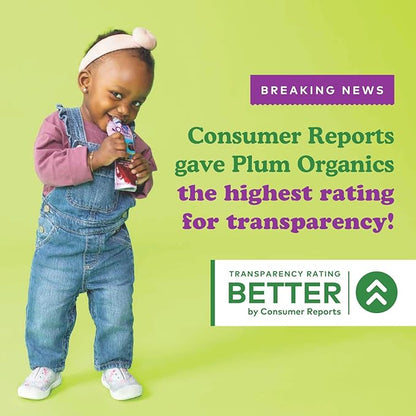 Plum Organics - 12+ Months Organic Baby Food Variety Pack - 3 Flavors - Non-GMO - Fruit & Veggie Blends On-The-Go Pouches for Baby and Toddler Meals - Quality Tested Ingredients - 4 oz (Pack Of 18)