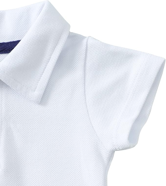 ROMPERINBOX Newborn Baby Boy Collared Onsies Polo Shirt Bodysuit Pique Solid Color Mesh Bubble Short Sleeve Romper Clothes