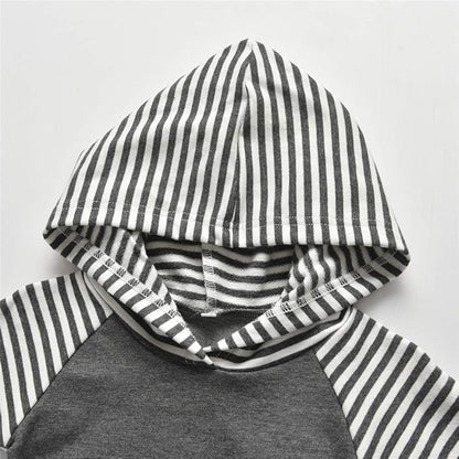 Toddler Infant Baby Boy Clothes Striped Long Sleeve Hoodie Tops Sweatsuit Pants Outfit Set