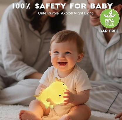 DREAMING MY DREAM Axolotl Night Light for Kids,Cute Axolotl Gifts lamp Rechargeable Light Table Bedside Lamp,LED Animal Silicone Nursery Night Lamp Cute Room Decor for Kids Girls Boys
