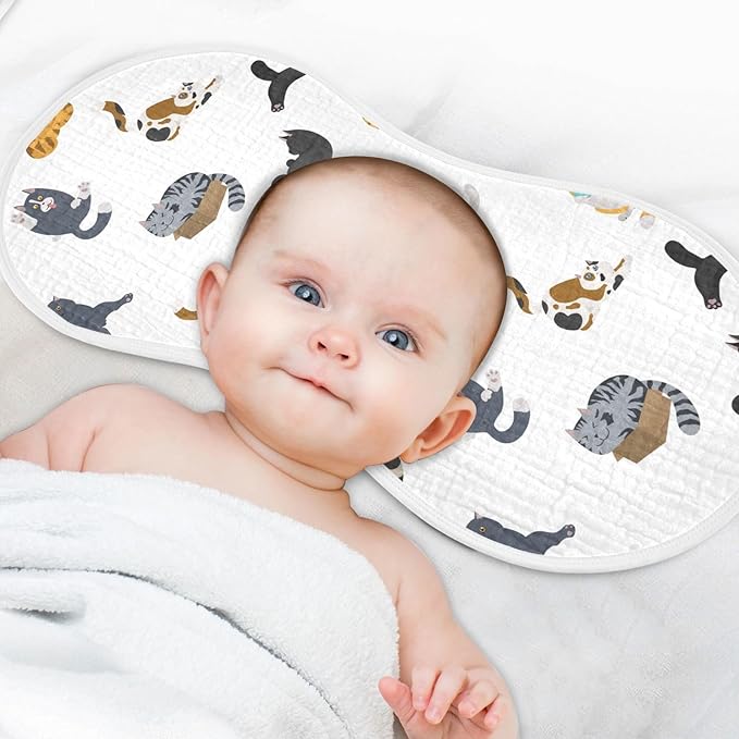 vvfelixl Cartoon Cat Burp Cloths for Baby Boy Girls Baby Washcloths Burp Rags 1 Pack