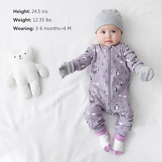 Newborn Baby 2-way Zipper Romper Cotton One-piece Jumsuit 3-pack, 0-24 Months