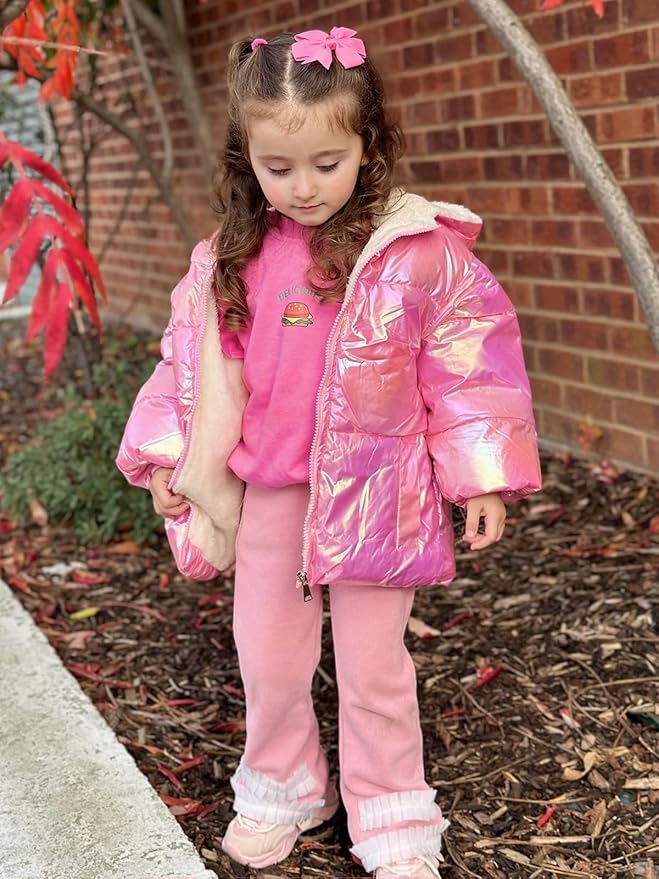 UNICOMIDEA Baby Girl Winter Coat Laser Toddler Jackets Warm Down Outerwear with Hooded for 12M-5T