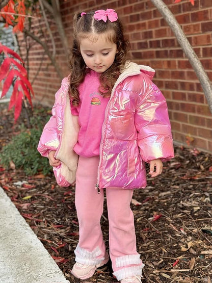 UNICOMIDEA Baby Girl Winter Coat Laser Toddler Jackets Warm Down Outerwear with Hooded for 12M-5T