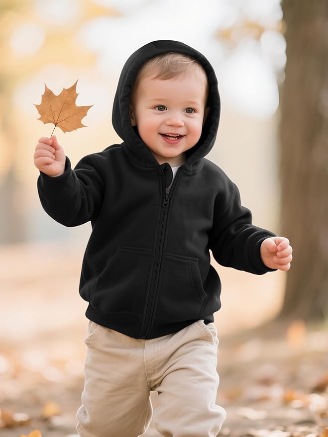 Cooraby 3 Packs Baby and Toddler Boys Long Sleeve Full-Zip Hoodies Infant Fleece Hooded Sweatshirts Jacket with Pouch Pockets