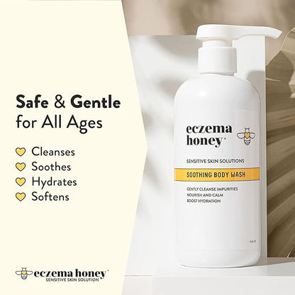 ECZEMA HONEY Soothing Body Wash - Daily Shower Gel & Eczema Treatment - Sensitive Skin Body Wash for Adults, Kids, & Babies - Body Cleanser for Eczema Relief (13 Oz)