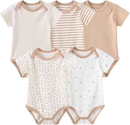 Fashion Unisex baby Boy Girl Bodysuits 5-Pack Casual Cotton Soft Infants Outfit New born Clothes