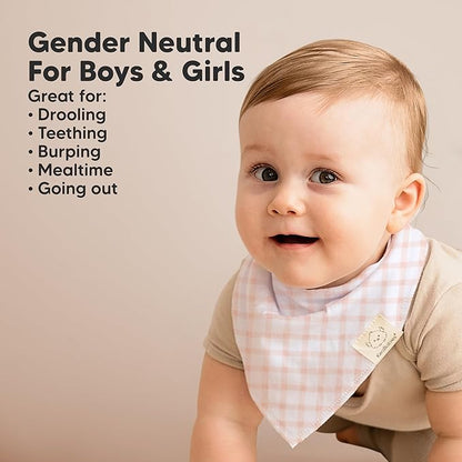 KeaBabies 8-Pack Organic Baby Bandana Bibs for Girls - Super Absorbent Triangle Baby Bibs for Drooling and Teething Infant, 100% Cotton Extra Soft for Newborn, Infant 0-36 Months (Prism)