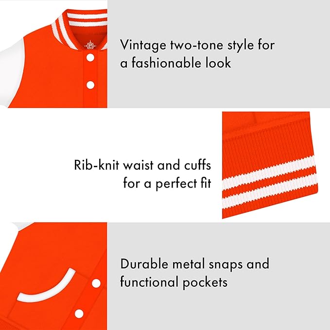 Creative Knitwear College Baby Varsity Jacket Lightweight - Team Logo, Multiple Colors, Unisex, (0 Months - 4T)