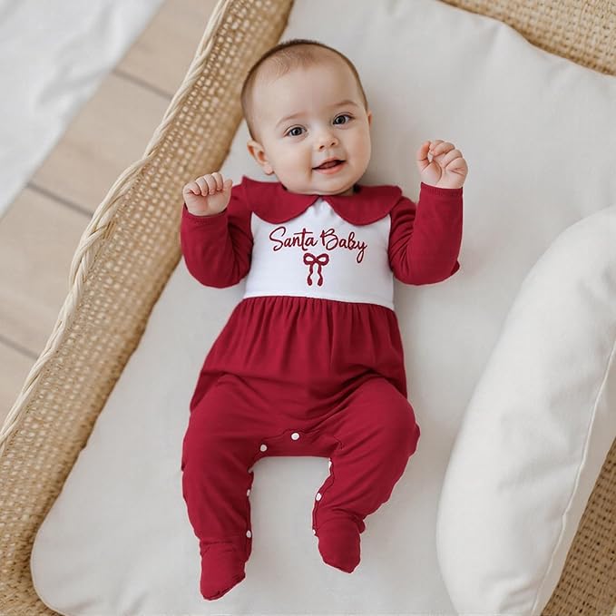 Gaono Newborn Baby Girl Romper Waffle Knit Striped Long Sleeve Doll Collar Heart Bow Jumpsuit Bodysuit Fall Winter Clothes