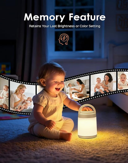 One Fire Night Light for Kids Night Light,10 Colors+8 Dimmable Baby Night Lights for Nursery Lamp,Portable+Remote+Touch Nightlight for Kids Room,1800mAh Tap Light Rechargeable Night Light Cream White